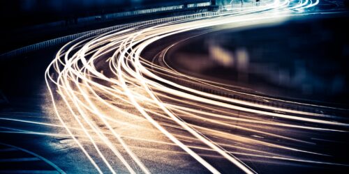 the light trails on the modern building background in shanghai china.